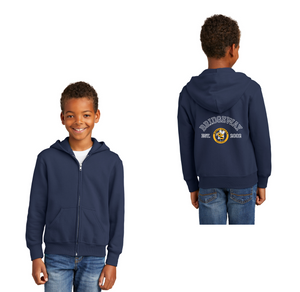 Bridgeway Island-Youth Unisex Full-Zip Hooded Sweatshirt Circle Logo