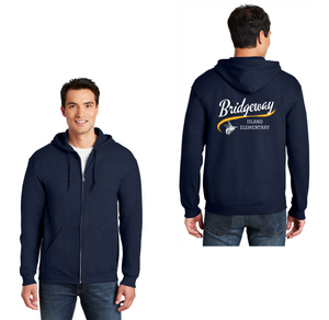 Bridgeway Island-Adult Unisex Full-Zip Hooded Sweatshirt Cursive Logo