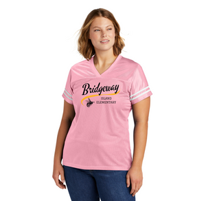 Bridgeway Island-Womens Sport-Tek Jersey Cursive Logo