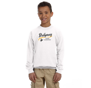 Bridgeway Island-Youth Unisex Crewneck Sweatshirt Cursive Logo