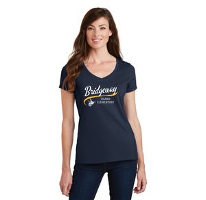 Bridgeway Island-Womens Fan Favorite V-Neck Tee Cursive Logo