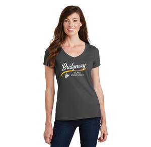 Bridgeway Island-Womens Fan Favorite V-Neck Tee Cursive Logo