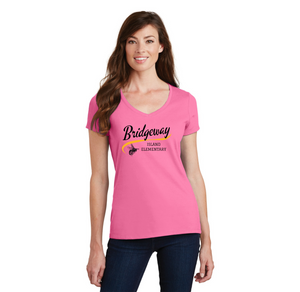 Bridgeway Island-Womens Fan Favorite V-Neck Tee Cursive Logo