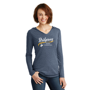 Bridgeway Island-Womens Premium Perfect Tri Long Sleeve Hoodie Cursive Logo