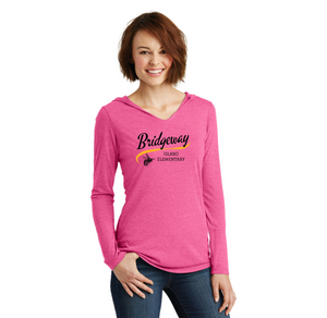 Bridgeway Island-Womens Premium Perfect Tri Long Sleeve Hoodie Cursive Logo