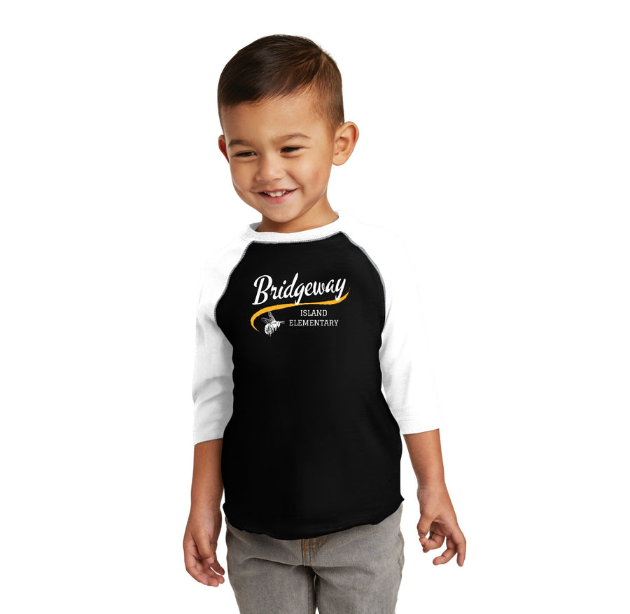 Bridgeway Island-Toddler Premium Soft Baseball Tee Cursive Logo