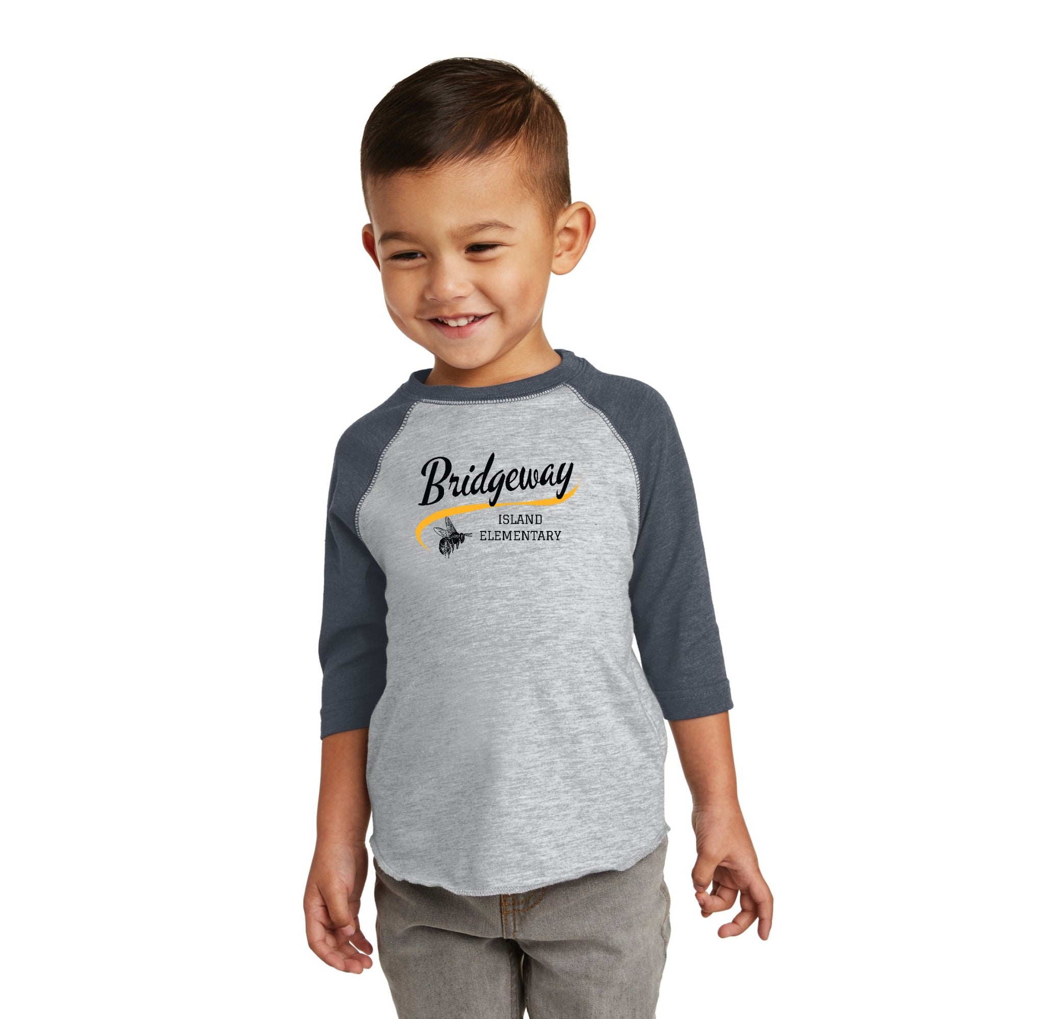 Bridgeway Island-Toddler Premium Soft Baseball Tee Cursive Logo