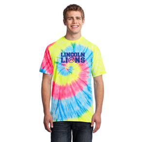 Lincoln Elementary Spirit Wear 2023/24 On-Demand-Adult Unisex Tie-Dye Shirt Blue Logo