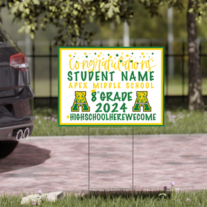 Apex Middle School 8th Grade Grad Signs 2024 On-Demand-Yard Sign w/ Stake + Personalized Name