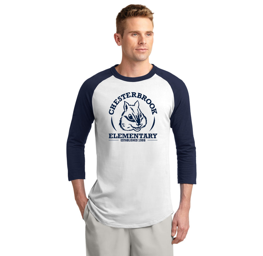 Chesterbrook Elementary Spirit Wear 2024 On-Demand-Adult Unisex Baseball Tee Navy Logo