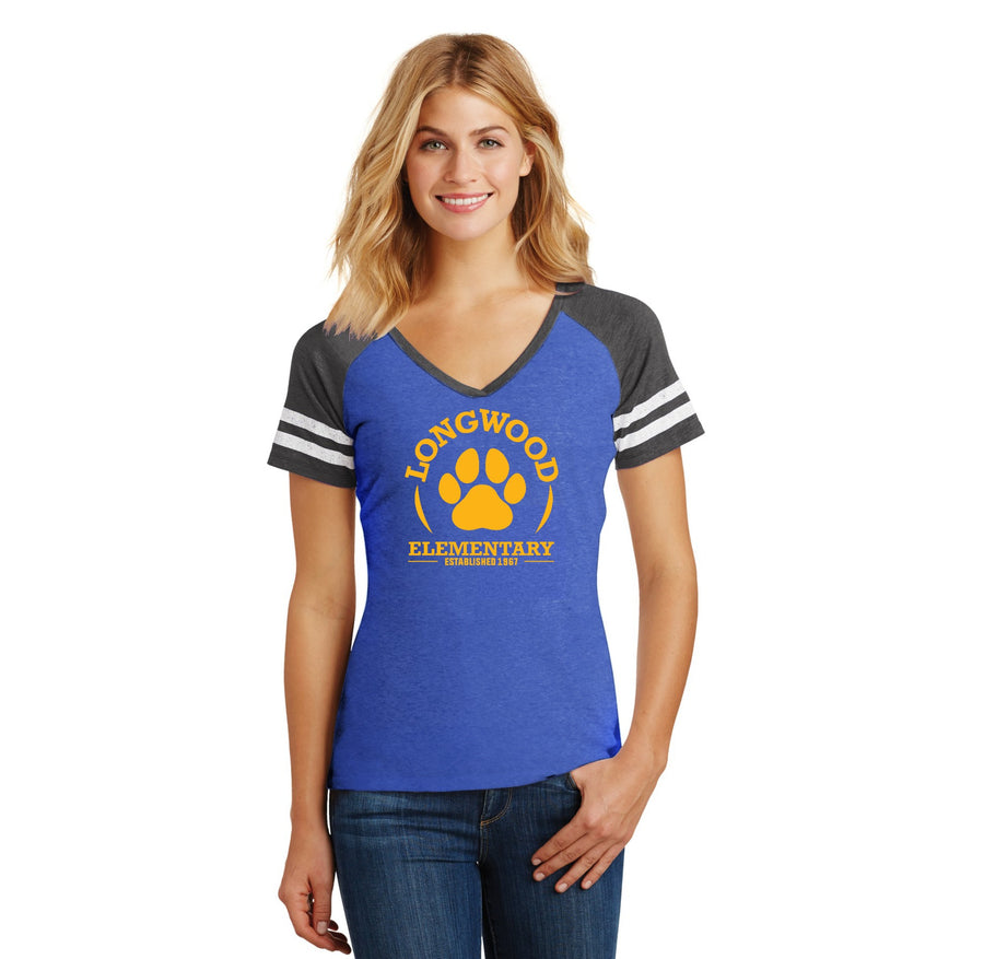 Longwood Elementary Spirit Wear Spring 2024 On-Demand-Women's Premium Game V-Neck Tee