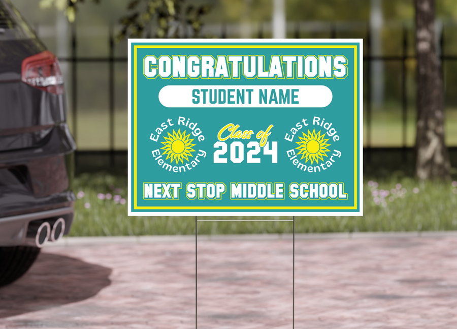 East Ridge 5th Grade Grad Signs 2024 On-demand-Yard Sign w/ Stake + Personalized Name