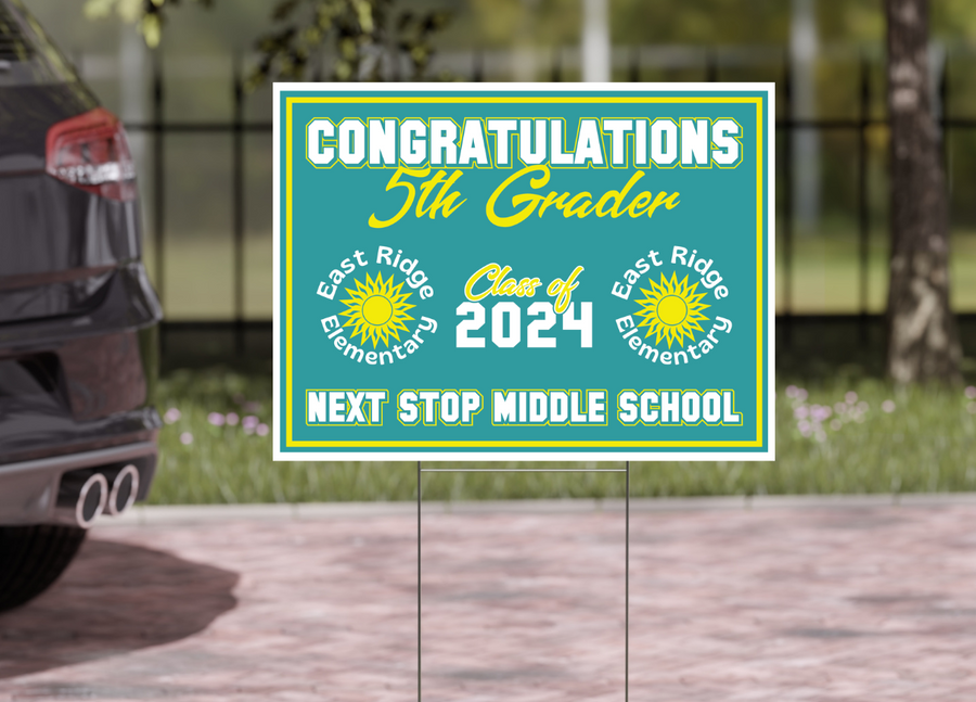 East Ridge 5th Grade Grad Signs 2024 On-demand-Yard Sign w/ Stake