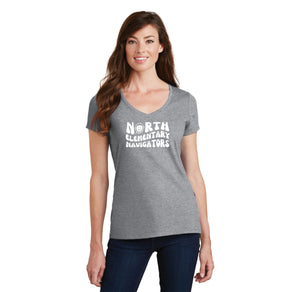North Elementary 2024 On-Demand Store-Womens Fan Favorite V-Neck Tee Typographic Logo