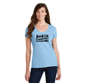 North Elementary 2024 On-Demand Store-Womens Fan Favorite V-Neck Tee Typographic Logo