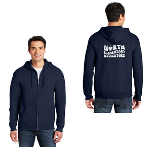 North Elementary 2024 On-Demand Store-Adult Unisex Full-Zip Hooded Sweatshirt Typographic Logo