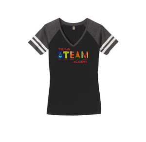 Sylvan STEAM Academy Spirit Wear 2024/25 On-Demand-Womens Premium Game V-Neck Tee On-Demand Colorful Logo