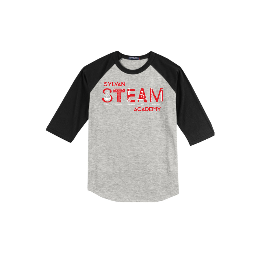 Sylvan STEAM Academy Spirit Wear 2024/25 On-Demand-Adult Unisex Baseball Tee On-Demand Red Logo