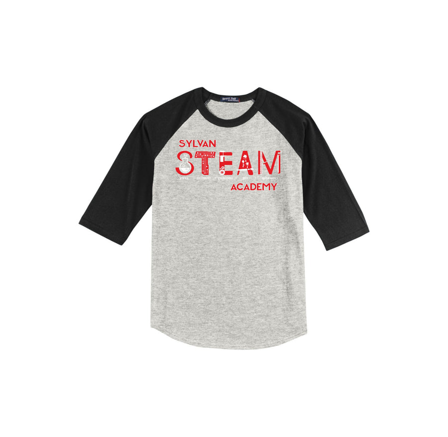 Sylvan STEAM Academy Spirit Wear 2024/25 On-Demand-Youth Unisex Baseball Tee On-Demand Red Logo