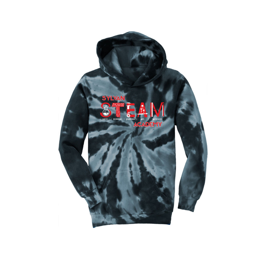 Sylvan STEAM Academy Spirit Wear 2024/25 On-Demand-Youth Unisex Tie-Dye Hoodie On-Demand Red Logo