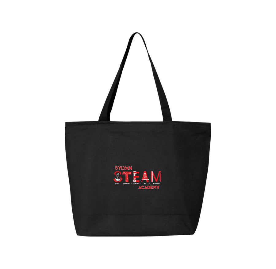 Sylvan STEAM Academy Spirit Wear 2024/25 On-Demand-Q-Tees Canvas Zippered Tote On-Demand Red Logo