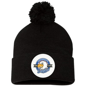 Greenbrook-SP15 Pom Pom Knit Cap - Circle Patch Emblem Logo