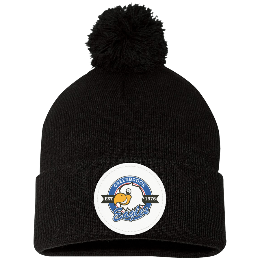 Greenbrook-SP15 Pom Pom Knit Cap - Circle Patch Emblem Logo