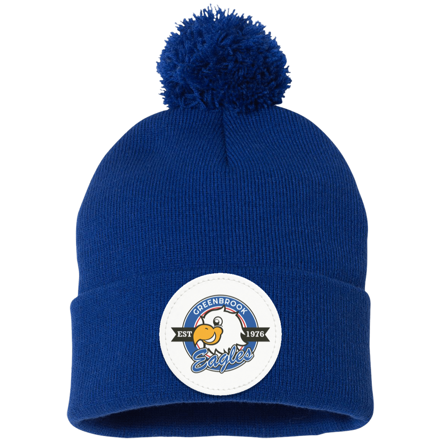 Greenbrook-SP15 Pom Pom Knit Cap - Circle Patch Emblem Logo