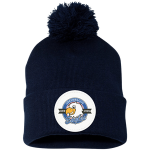 Greenbrook-SP15 Pom Pom Knit Cap - Circle Patch Emblem Logo