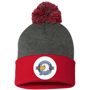 Greenbrook-SP15 Pom Pom Knit Cap - Circle Patch Emblem Logo