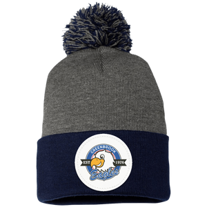 Greenbrook-SP15 Pom Pom Knit Cap - Circle Patch Emblem Logo