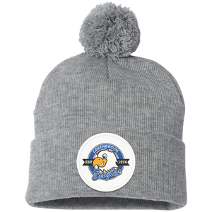 Greenbrook-SP15 Pom Pom Knit Cap - Circle Patch Emblem Logo