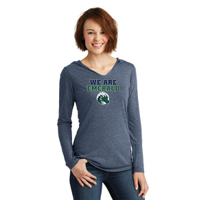 Emerald High School Spirit Wear 2024/25 On-Demand-Womens Premium Perfect Tri Long Sleeve Hoodie WE ARE EMERALD