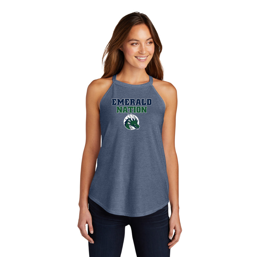 Emerald High School Spirit Wear 2024/25 On-Demand-Womens Premium Perfect Tri Rocker Tank EMERALD NATION