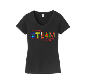 Sylvan STEAM Academy Spirit Wear 2024/25 On-Demand-Womens Fan Favorite V-Neck Tee On-Demand Colorful Logo