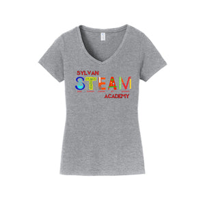 Sylvan STEAM Academy Spirit Wear 2024/25 On-Demand-Womens Fan Favorite V-Neck Tee On-Demand Colorful Logo