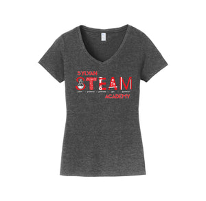 Sylvan STEAM Academy Spirit Wear 2024/25 On-Demand-Womens Fan Favorite V-Neck Tee On-Demand Red Logo