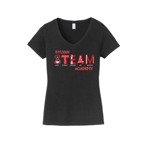 Sylvan STEAM Academy Spirit Wear 2024/25 On-Demand-Womens Fan Favorite V-Neck Tee On-Demand Red Logo