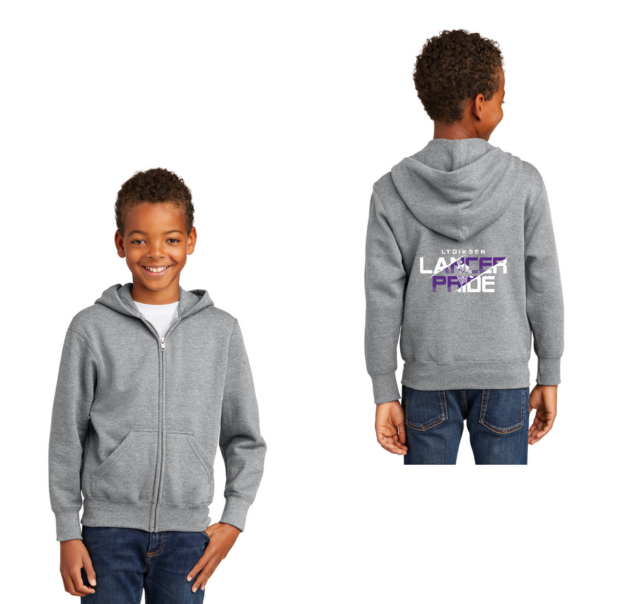 Lydiksen-Youth Unisex Full-Zip Hooded Sweatshirt Pride Logo