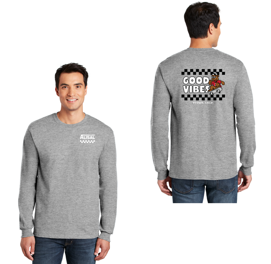 Alisal Elementary Spirit Wear 2024/25 - On Demand-Adult Unisex Long Sleeve Tee Good Vibes Logo