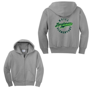 Neill Elementary Spirit Wear 2023/24 On-Demand-Youth Unisex Full-Zip Hooded Sweatshirt On-Demand Lime Logo