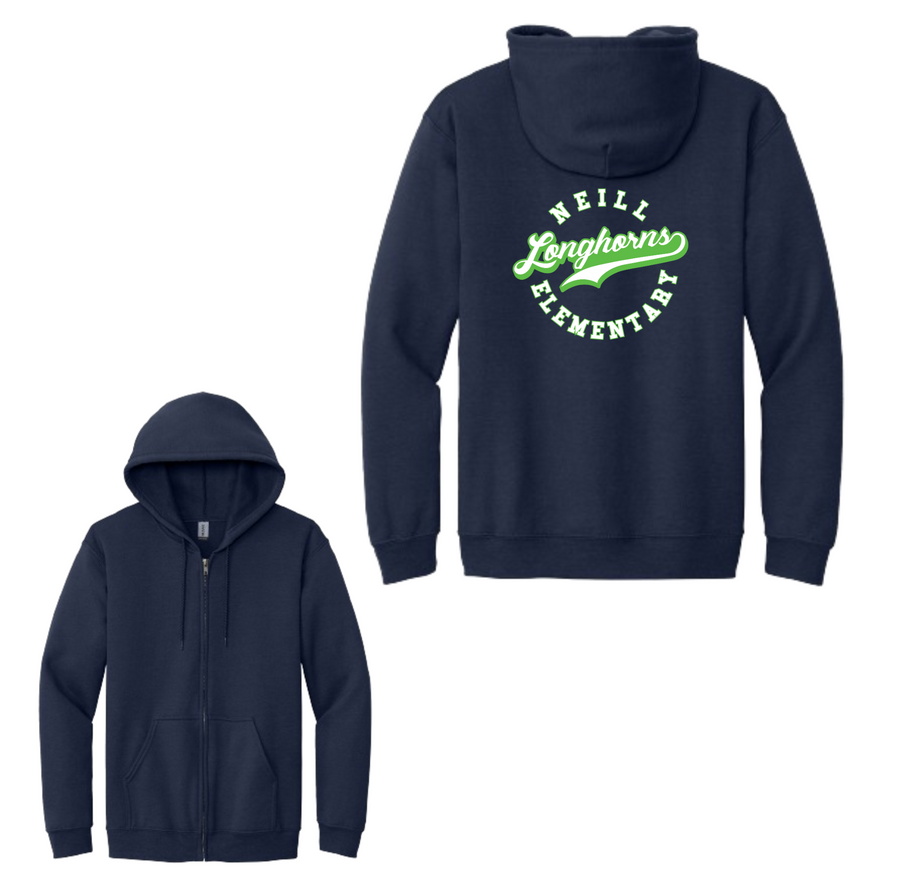 Neill Elementary Spirit Wear 2023/24 On-Demand-Adult Unisex Full-Zip Hooded Sweatshirt On-Demand Lime Logo