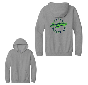 Neill Elementary Spirit Wear 2023/24 On-Demand-Adult Unisex Full-Zip Hooded Sweatshirt On-Demand Lime Logo