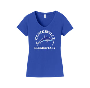 Centerville Elementary Spirit Wear On- Demand-Women's Fan Favorite V-Neck Tee On-Demand_Circle Logo