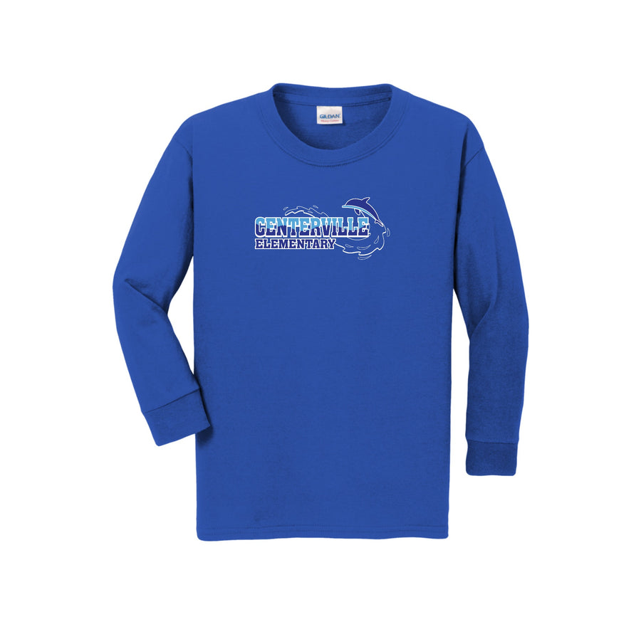 Centerville Elementary Spirit Wear On- Demand-Youth Unisex Long Sleeve Tee On-Demand_Water Logo