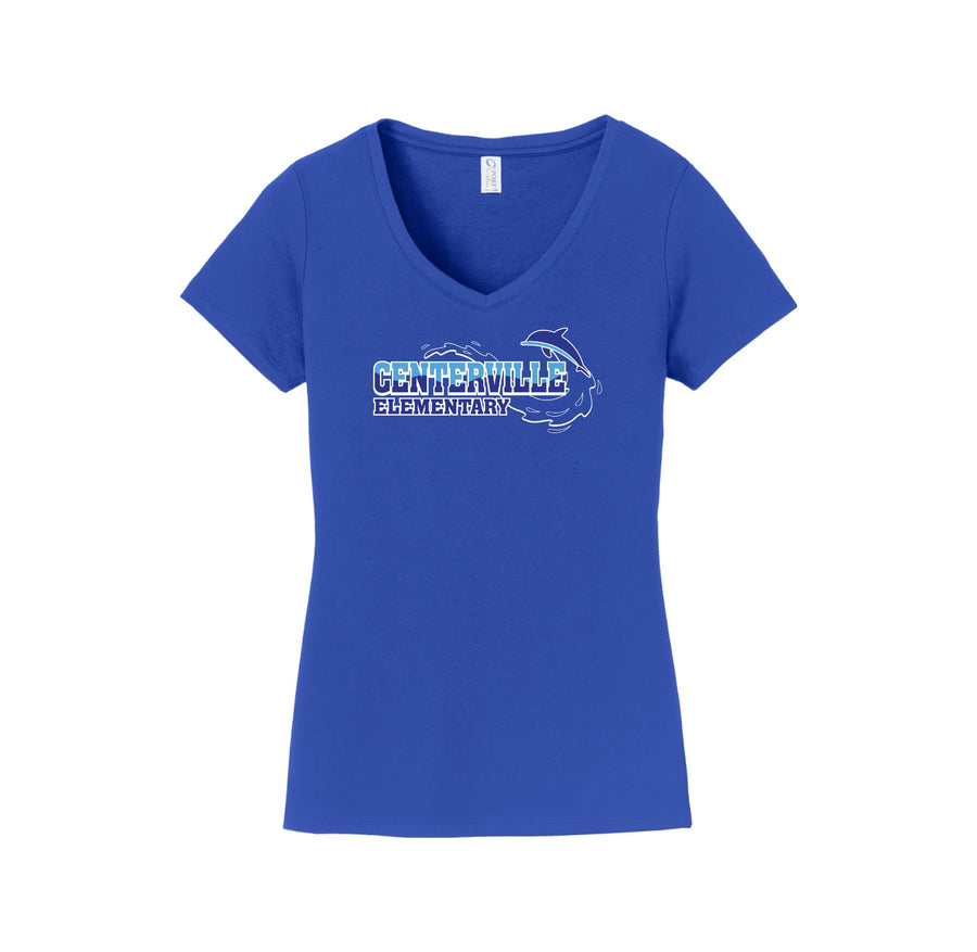 Centerville Elementary Spirit Wear On- Demand-Womens Fan Favorite V-Neck Tee On-Demand_Water Logo