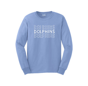 Centerville Elementary Spirit Wear On- Demand-Adult Unisex Long Sleeve Tee On-Demand_Repeating Dolphin White Logo