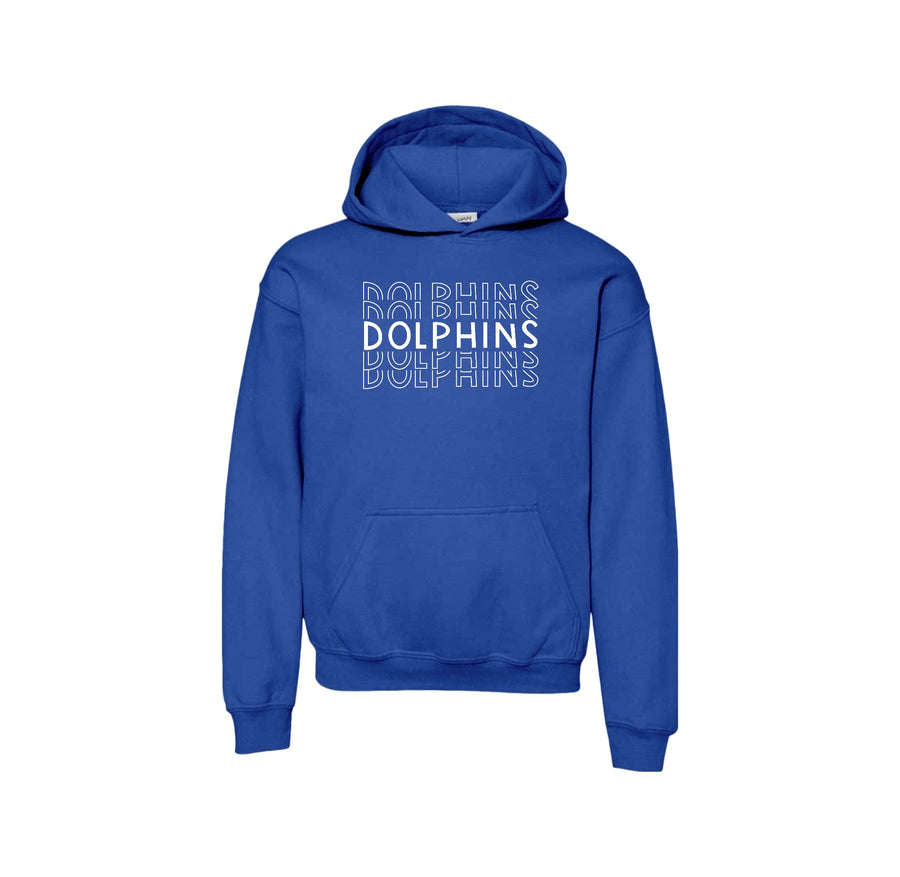 Centerville Elementary Spirit Wear On- Demand-Youth Unisex Hoodie On-Demand_Repeating Dolphin White Logo