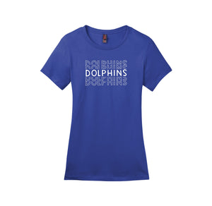 Centerville Elementary Spirit Wear On- Demand-Womens Premium Tee On-Demand_Repeating Dolphin White Logo