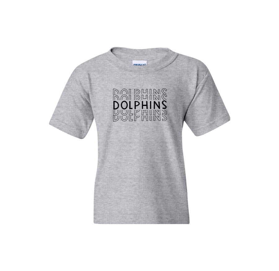 Centerville Elementary Spirit Wear On- Demand-Youth Unisex T-Shirt On-Demand_Repeating Dolphin Black Logo